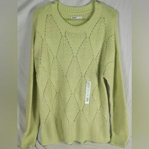 Sonoma Womens Sweater Large Long Sleeve Light Green Crew Super Soft Knit NEW